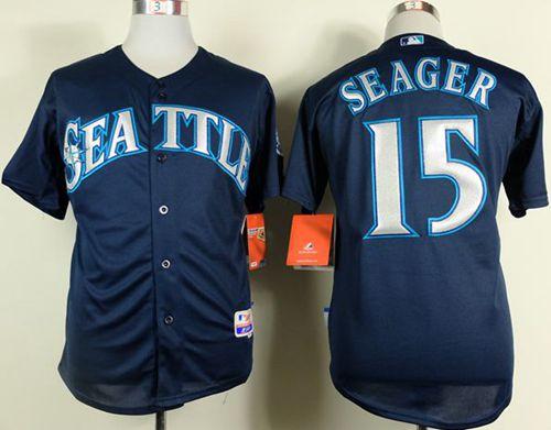 Mariners #15 Kyle Seager Navy Blue Cool Base Stitched MLB Jersey - Click Image to Close